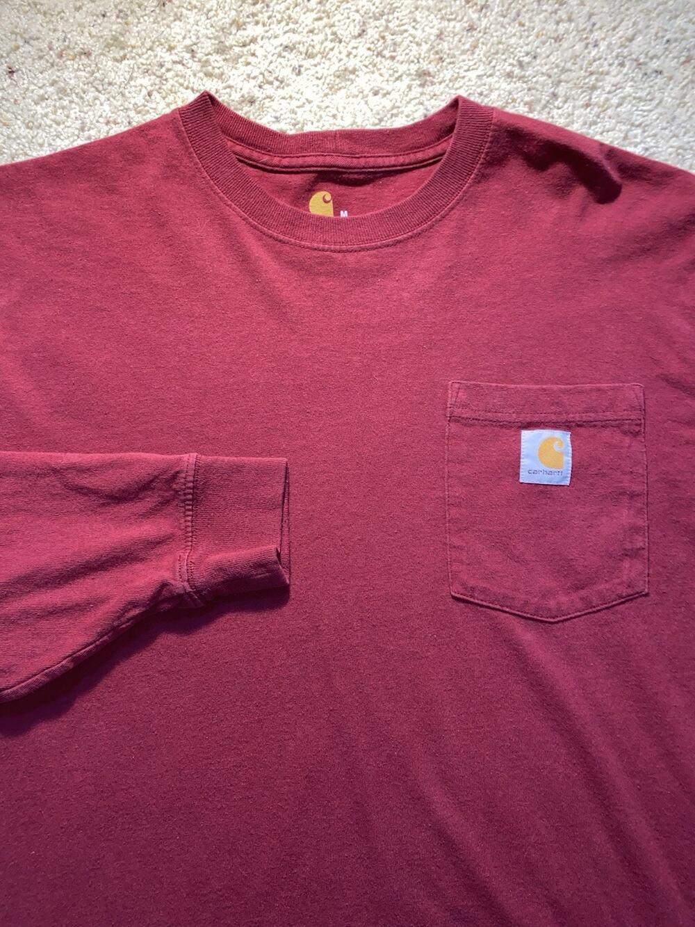 Carhartt Original Fit Mens Medium Heavy Duty Long Sleeve Work Outdoor Tee Shirt